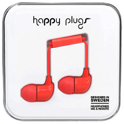 Happy Plugs In-Ear Headphones with Mic/Remote Coral